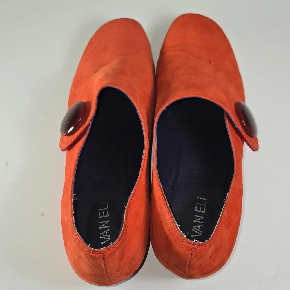 Unique Vaneli Orange Suede Wedge Shoes with Button‎ Accent Size 9N